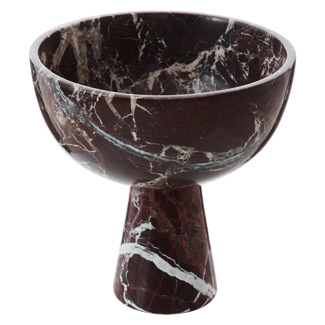 Salmo Large Red Marble Pedestal Bowl - Additional