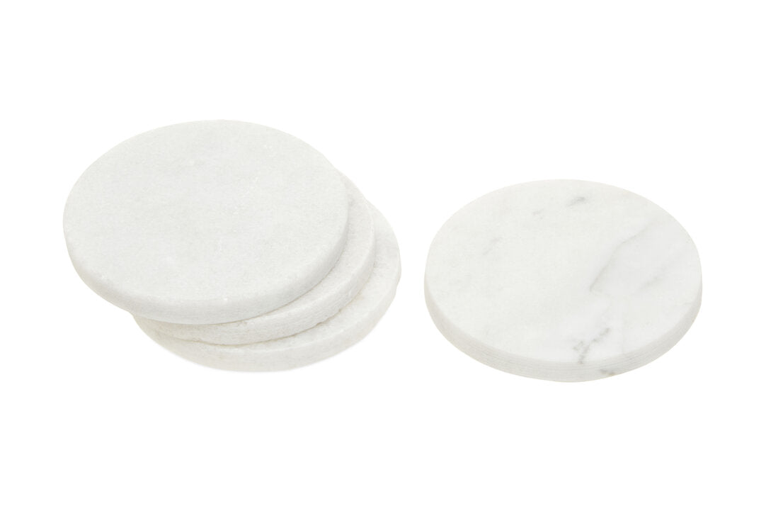Kindia Set of 4 White Marble Round Coasters - Additional