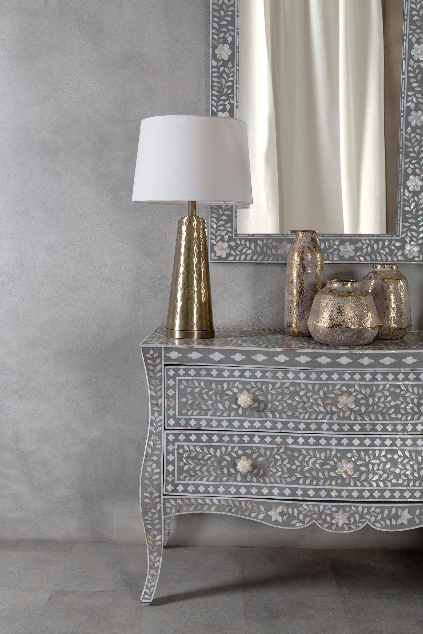 Orvena Grey and Gold Ceramic Vase