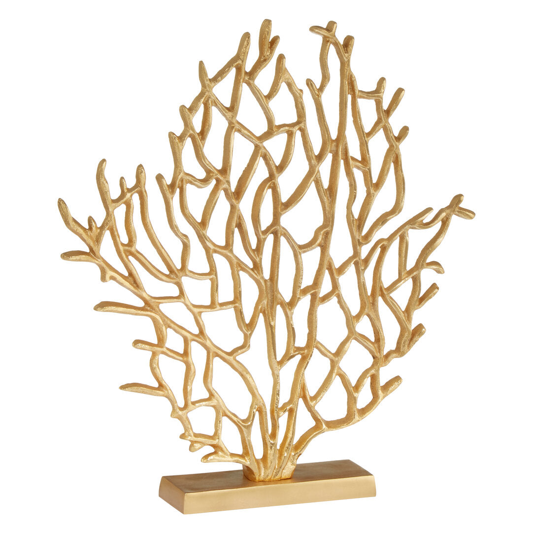 Prato Small Gold Finish Coral Sculpture - Additional