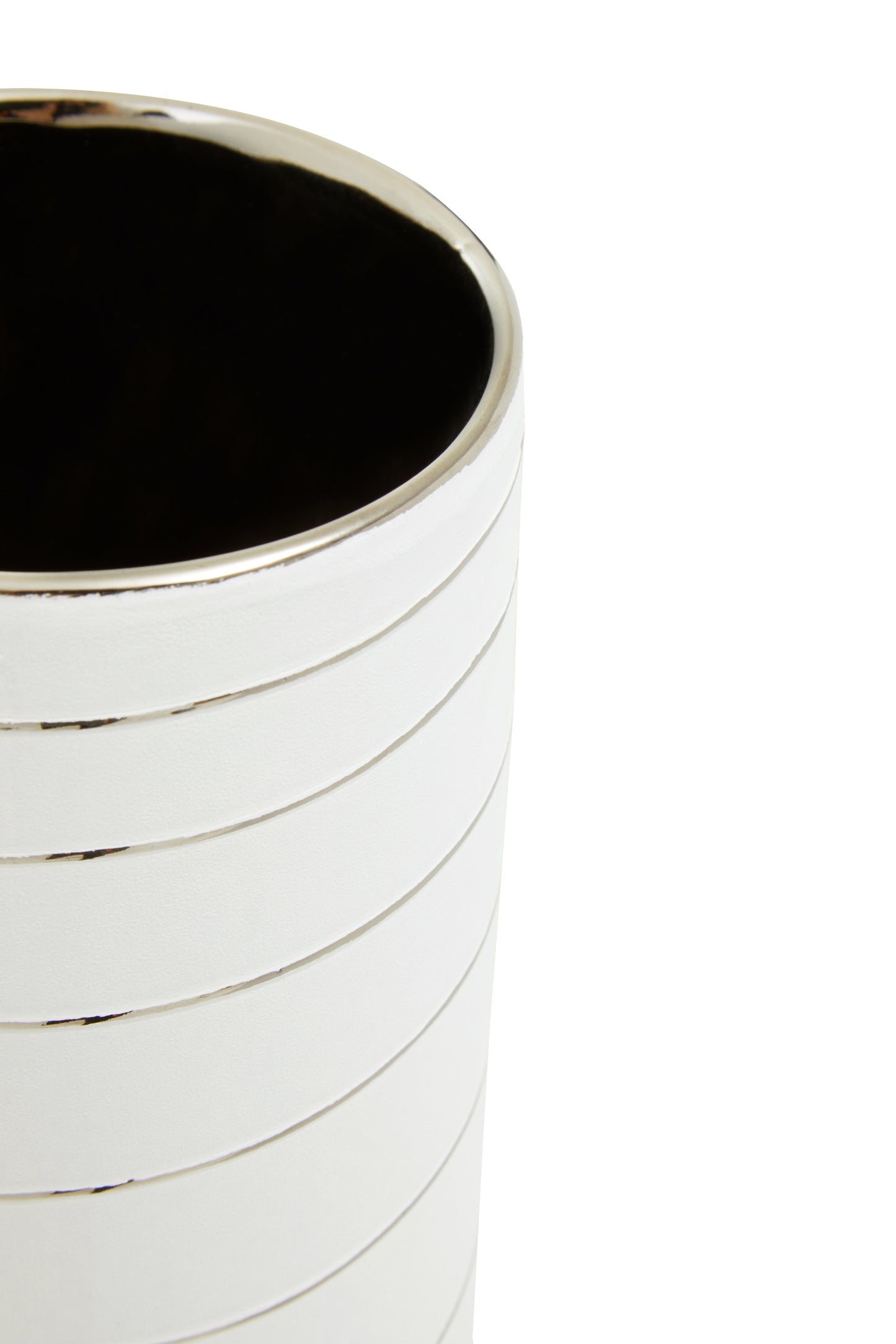 Haldis White Silver Stripe Ceramic Vase