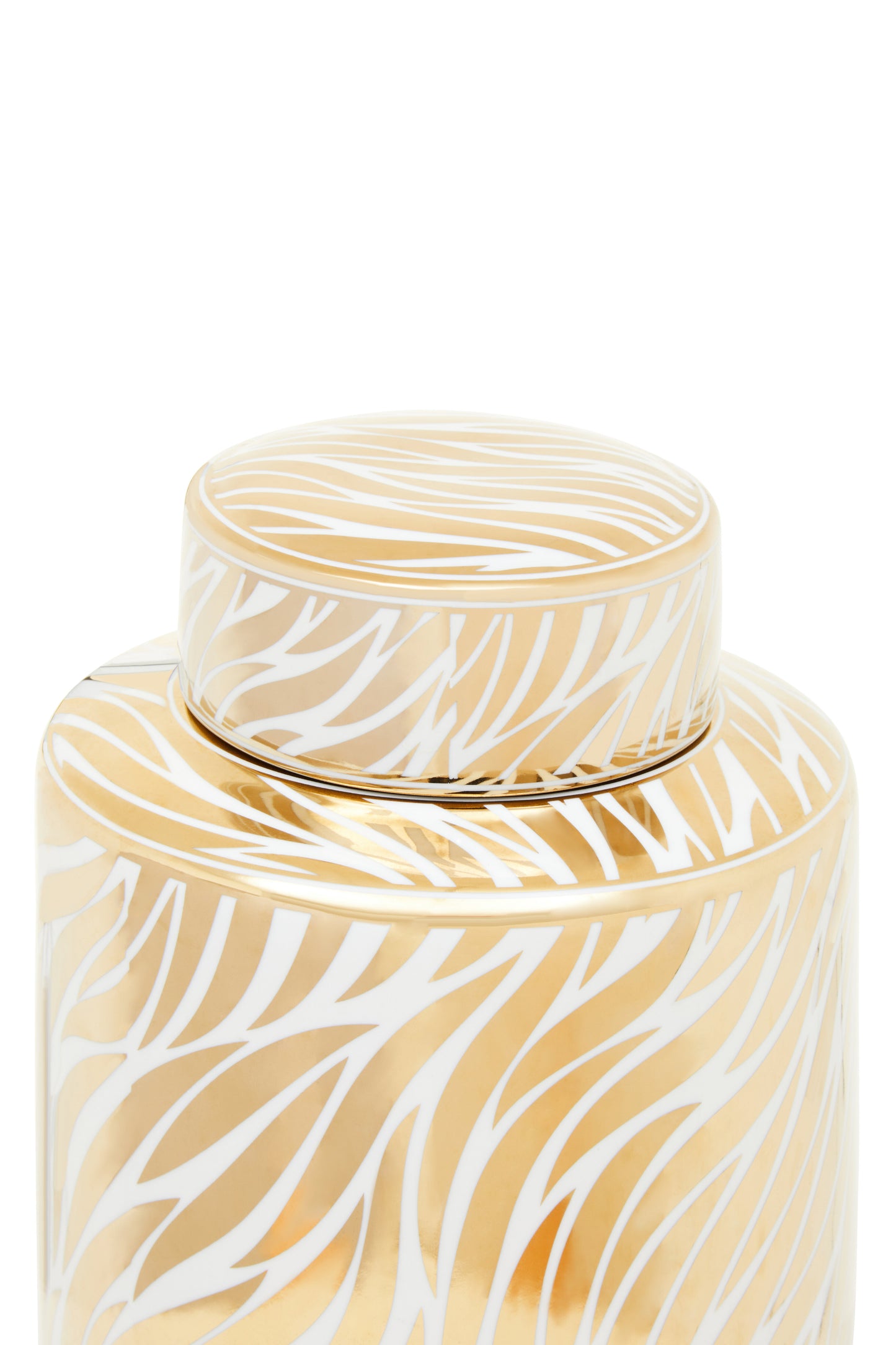 Doria White And Gold Finish Ceramic Jar