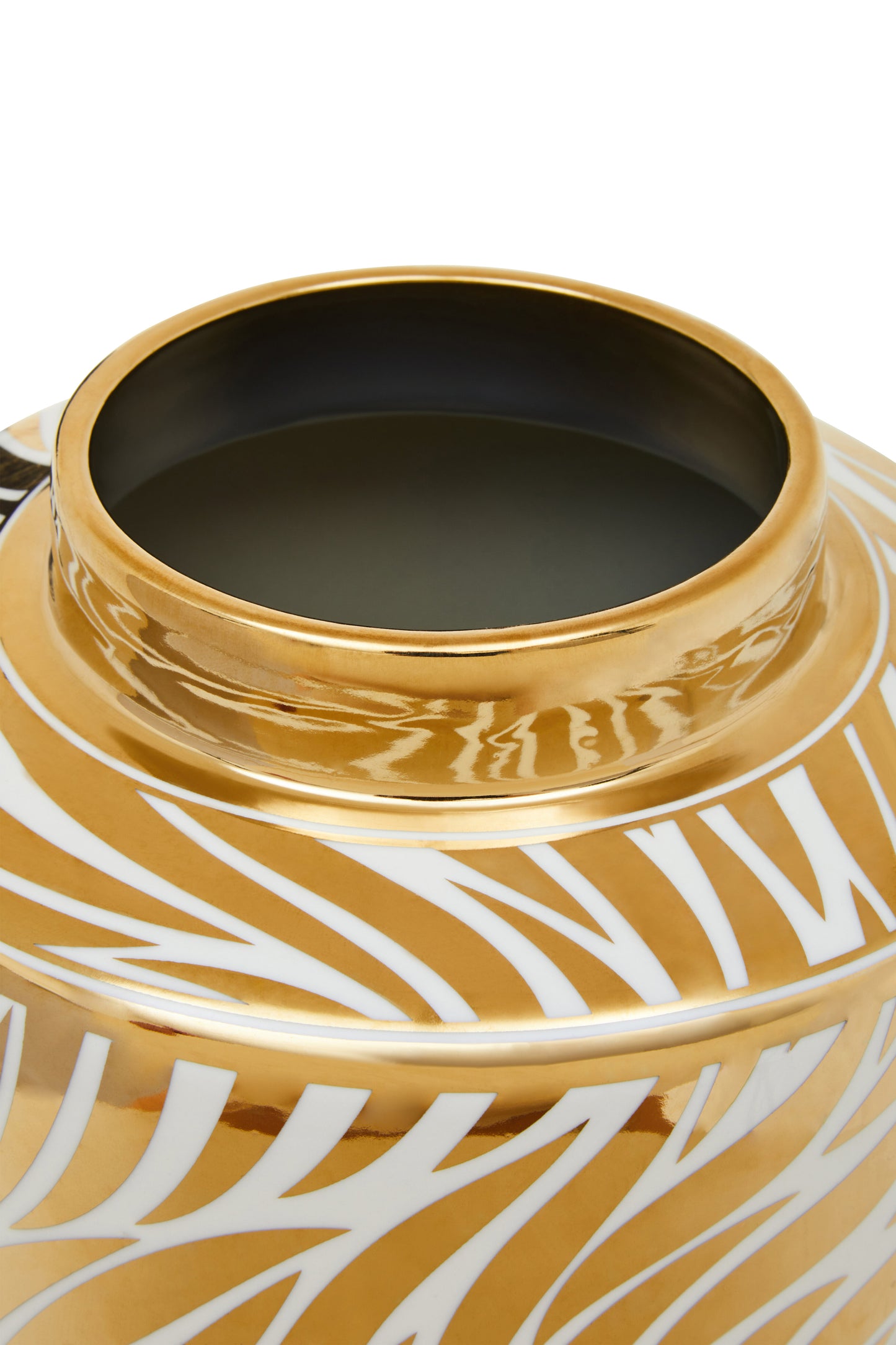 Doria White And Gold Finish Ceramic Jar