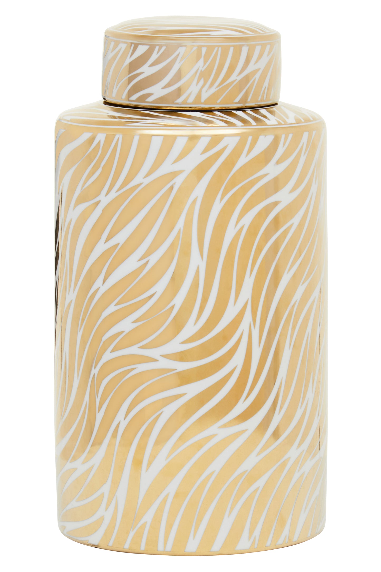 Doria White And Gold Finish Ceramic Jar