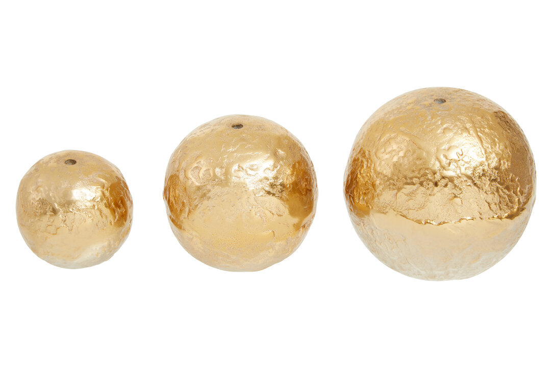 Dion Set of Three Ombre Silver and Gold Finish Deco Balls - Additional