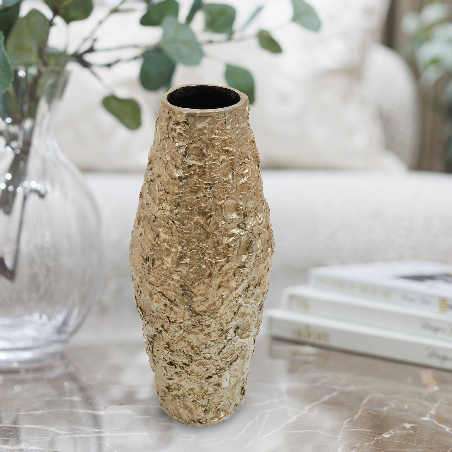 Akola Gold Textured Metal Vase