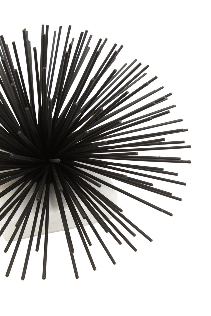 Mirano Black Finish Starburst With White Marble Base - Macro