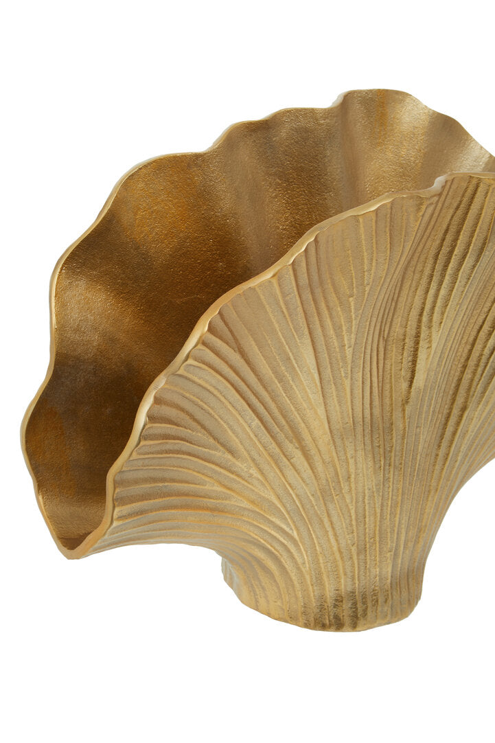 Danna Large Gold Finish Ginkgo Vase - Macro