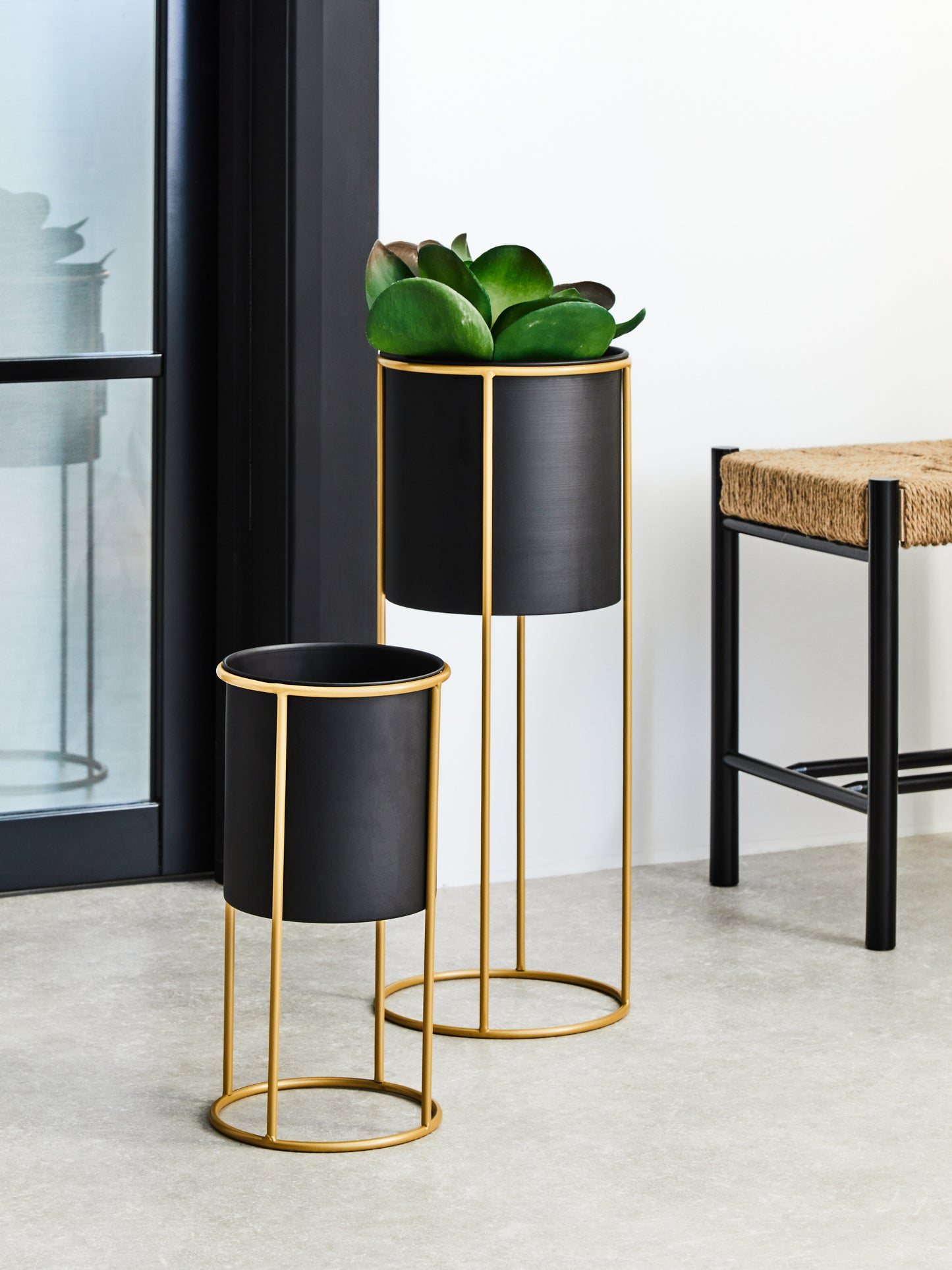 Trosa Black And Gold Floor Standing Planter