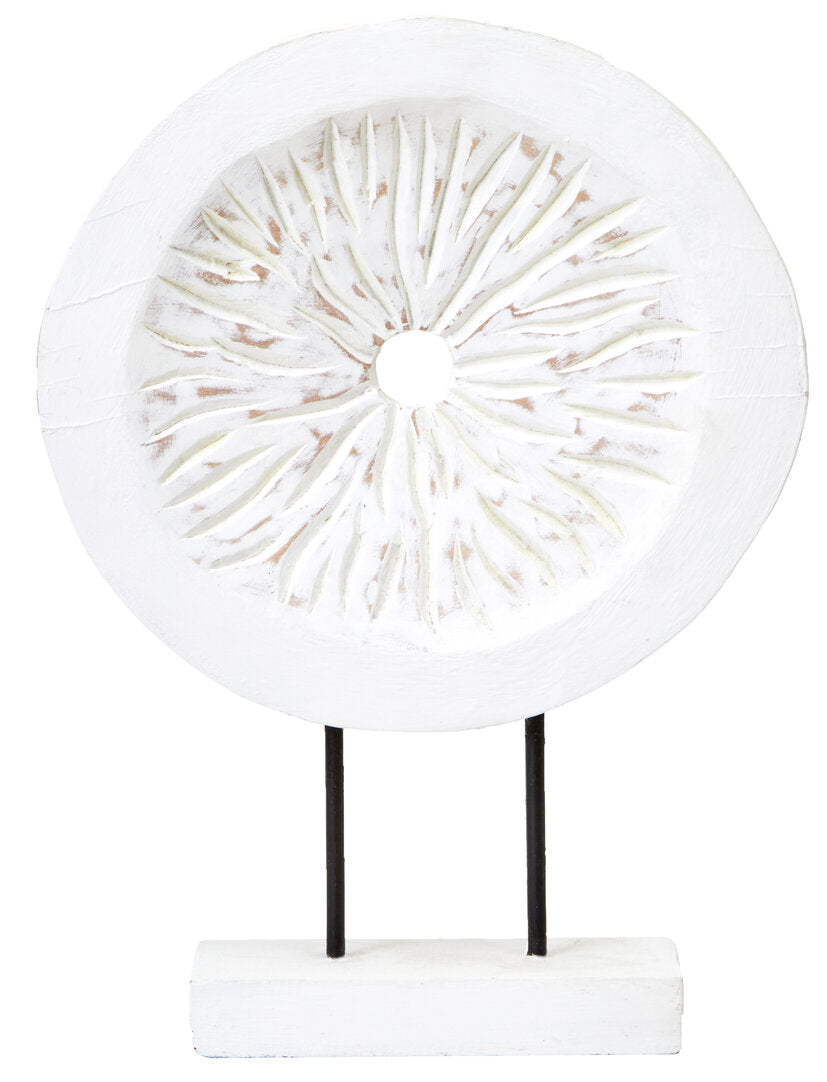 Fidel Small Distressed White Mango Wood Sculpture - Main