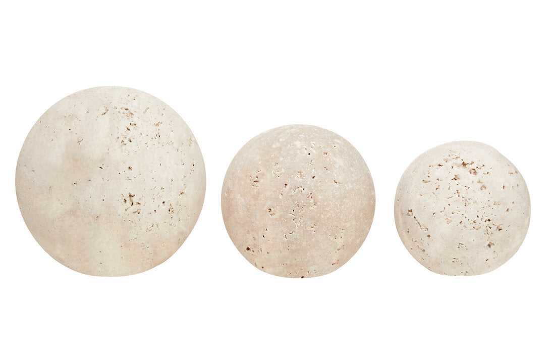 Tibor Travertine Set of 3 Deco Balls - Main