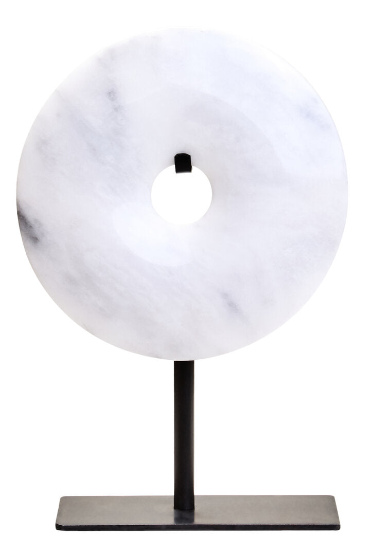 Zoro Extra Small Round Dia 15cm Grey Marble Disc Sculpture - Main