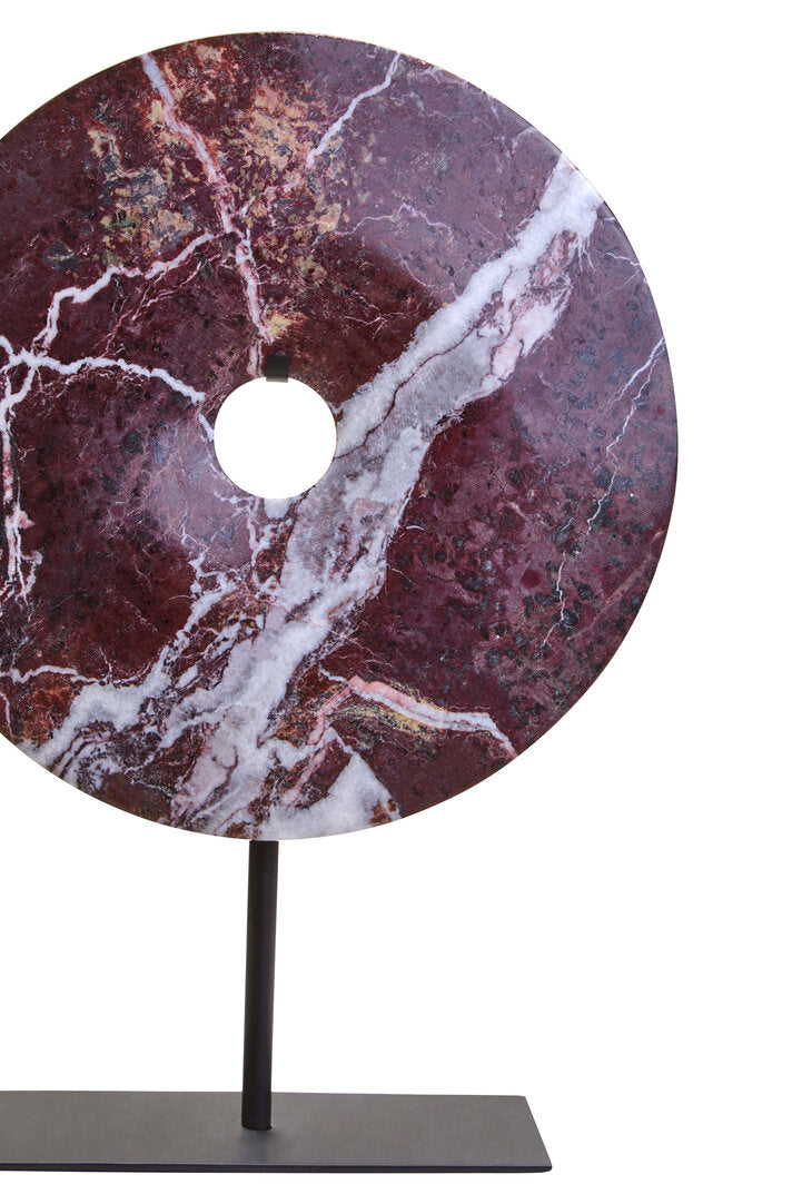 Salmo Small Red Marble Round Dia 20cm Disc Sculpture - Macro