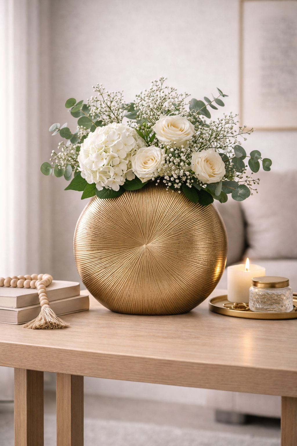 Estrella Small Gold Finish Round Vase
