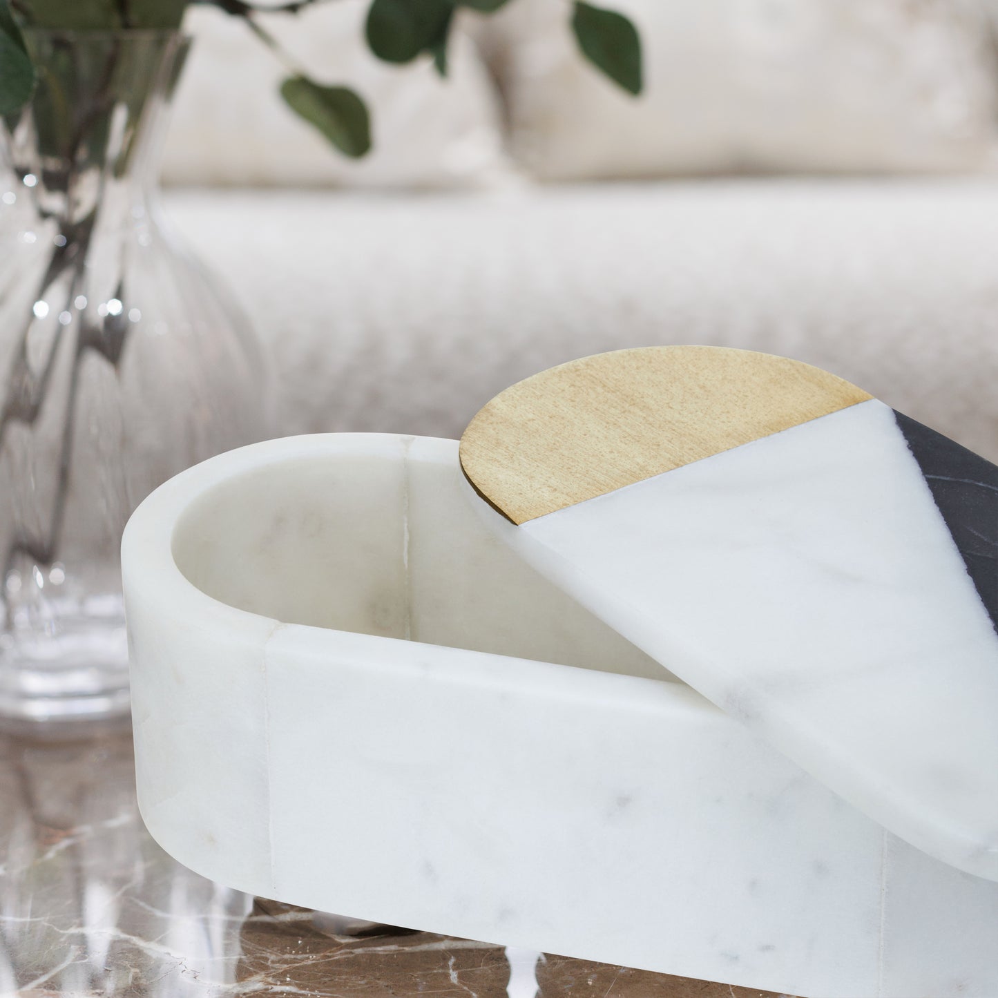 Omari Oblong Marble Trinket Box