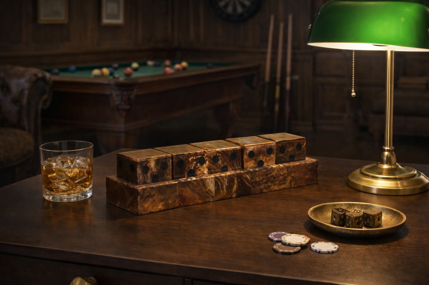 Churchill Games Brown and Black Finish Five Dice Set