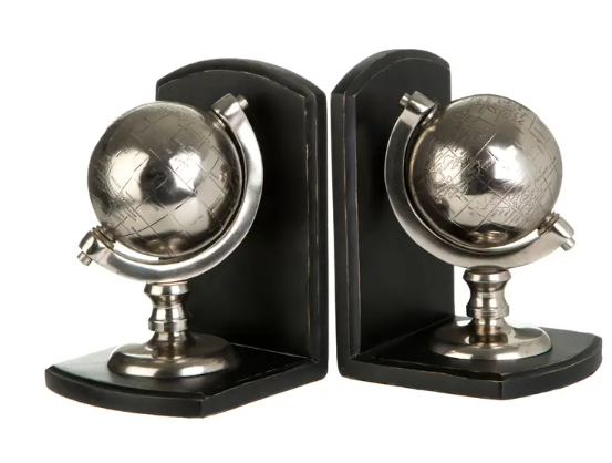 Silver Globe Bookends