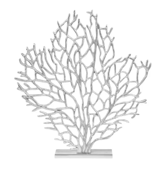 Large Silver Nickel Finish Coral Sculpture