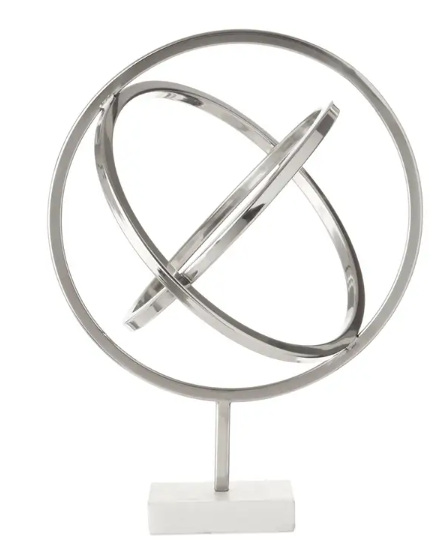 Silver Finish Spiral Sculpture with Marble Base
