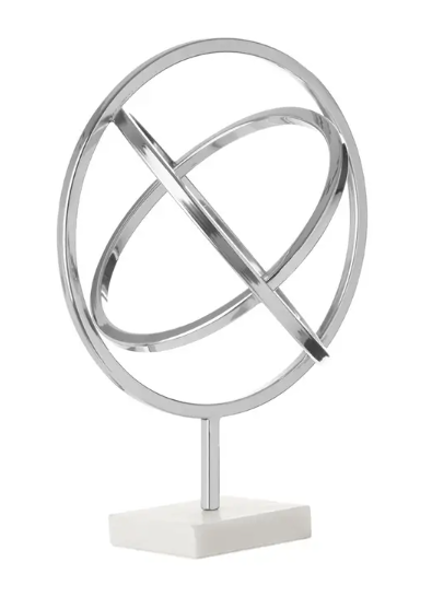 Silver Finish Spiral Sculpture with Marble Base