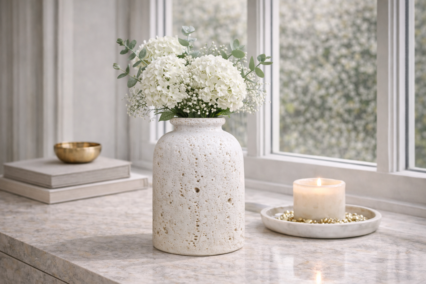 Tibor Travertine Tall Vase