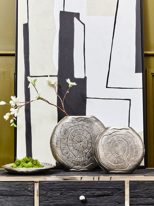 Silva Large Oak Effect Silver Finish Vase