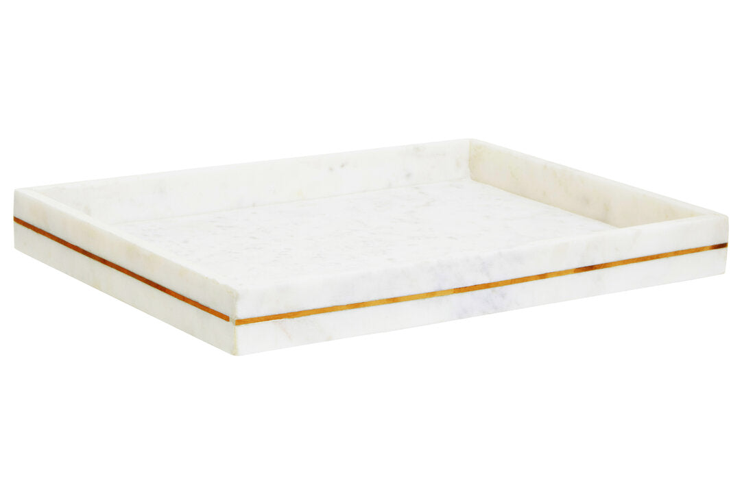 Sena White Marble Gold Inlay Tray - Additional