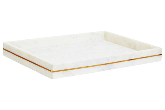 Sena White Marble Gold Inlay Tray - Additional