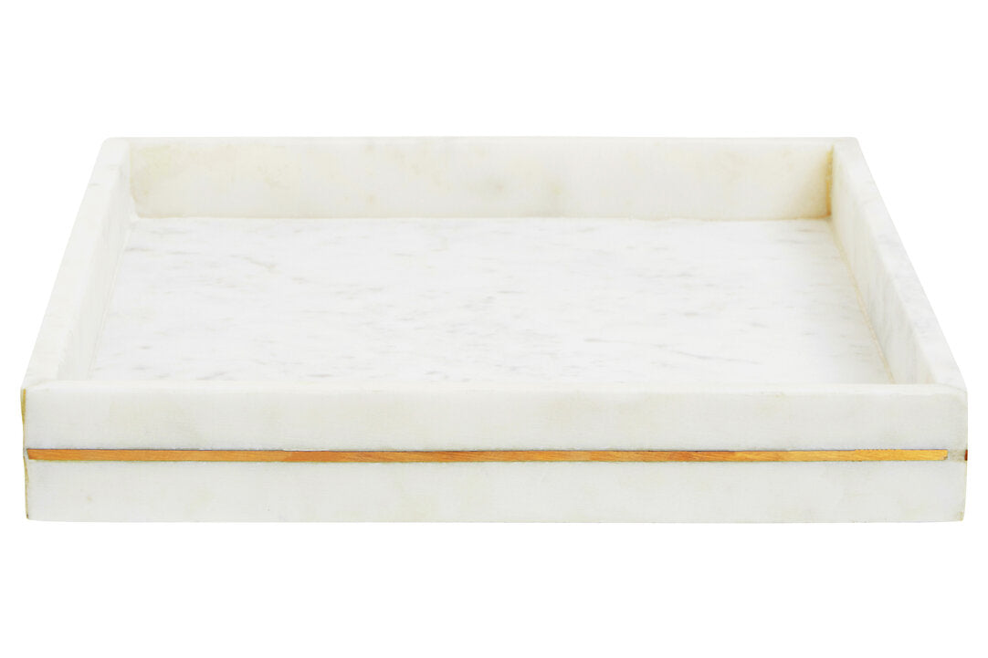 Sena White Marble Gold Inlay Tray - Additional