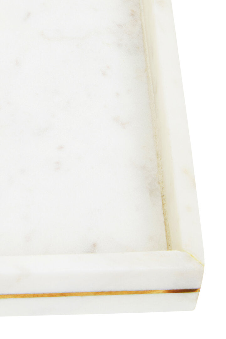 Sena White Marble Gold Inlay Tray - Macro 