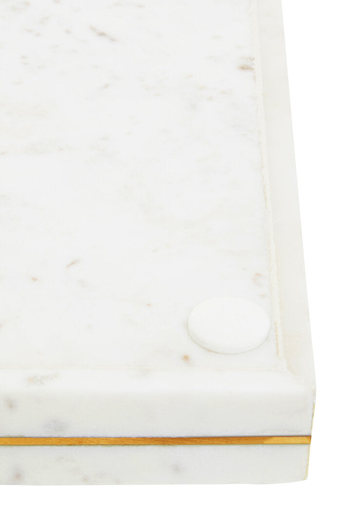 Sena White Marble Gold Inlay Tray - Macro 