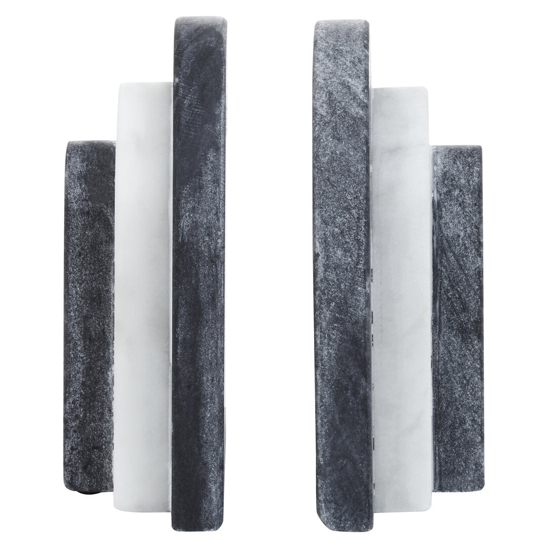 Oxana Black and White Marble Bookends - Additional