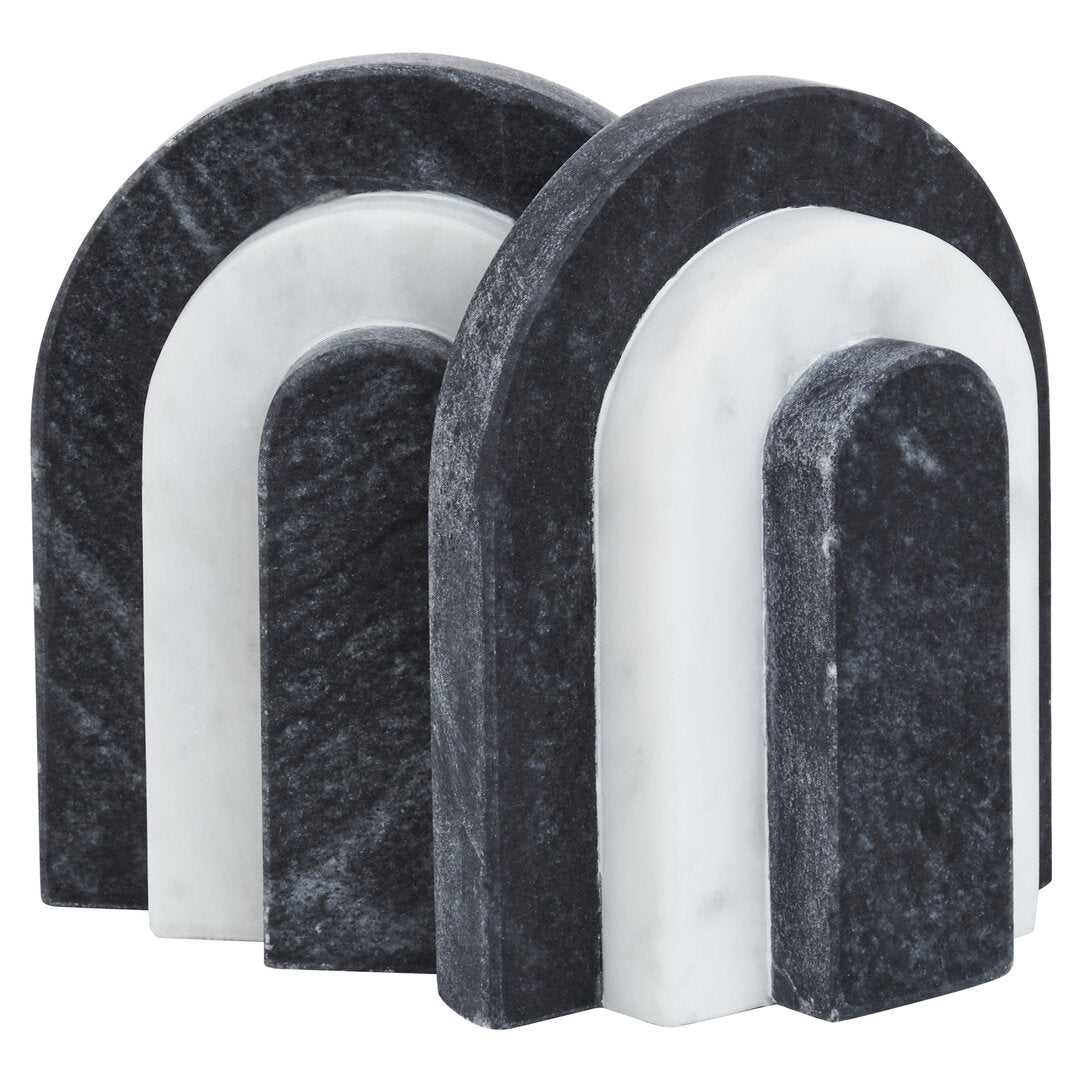 Oxana Black and White Marble Bookends - Additional
