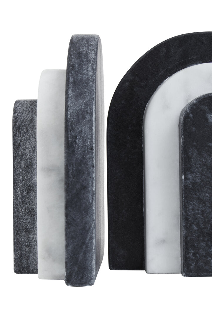 Oxana Black and White Marble Bookends - Macro 