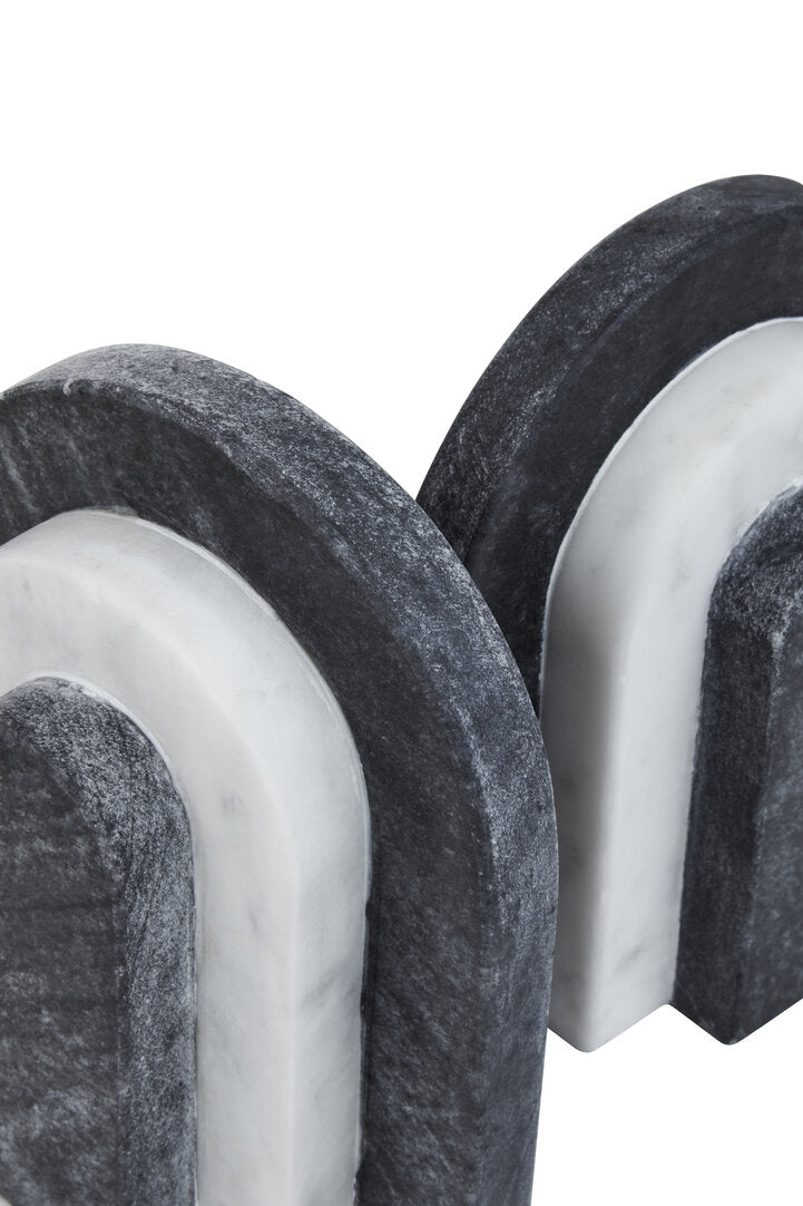 Oxana Black and White Marble Bookends - Macro 