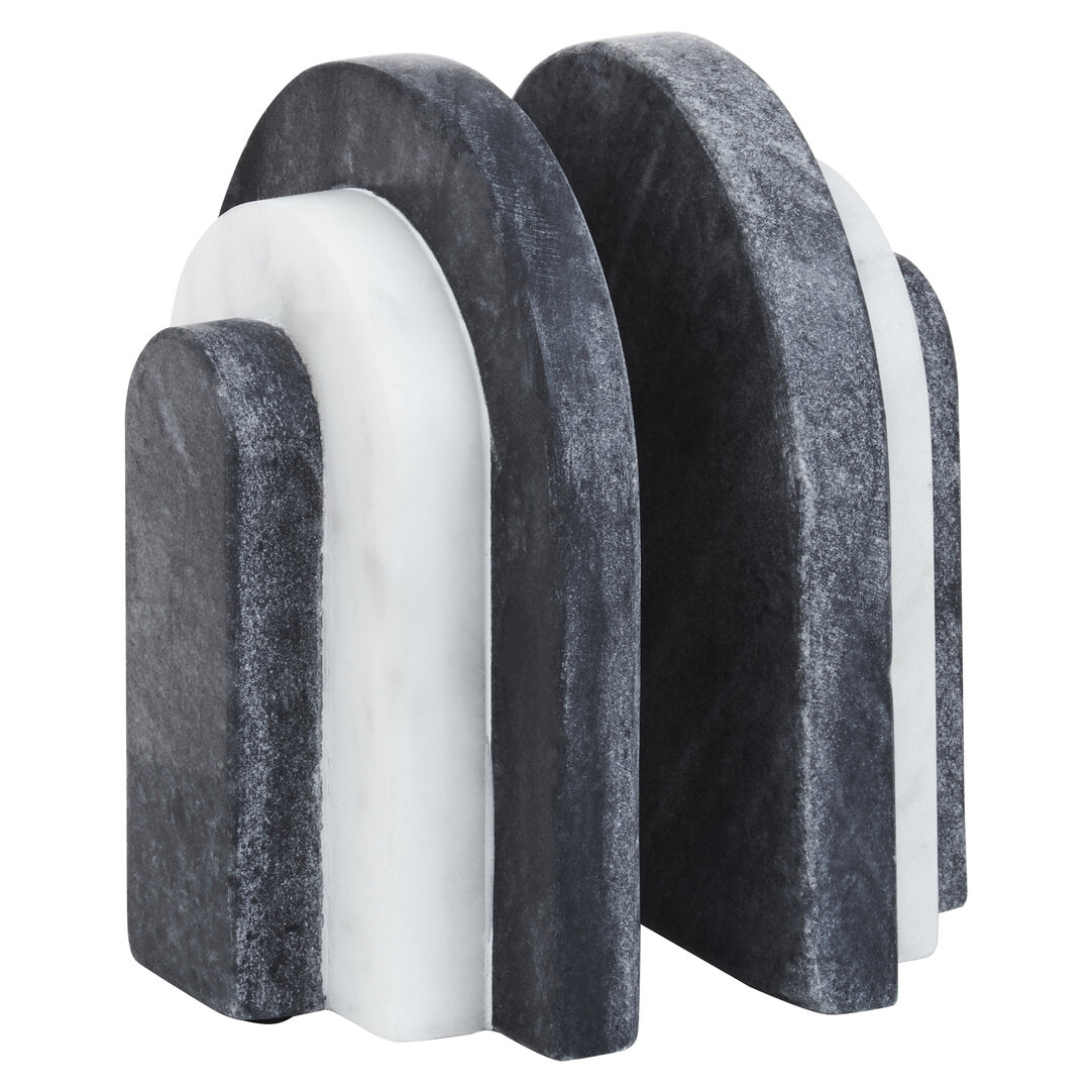 Oxana Black and White Marble Bookends - Main 
