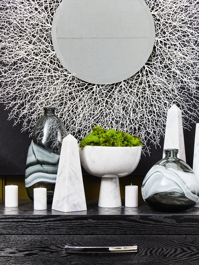 Salmo Large White Marble Obelisk - Lifestyle