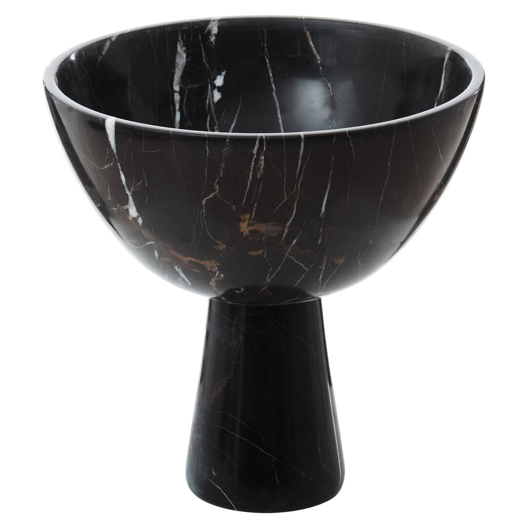 Salmo Large Black Marble Pedestal Bowl - Additional