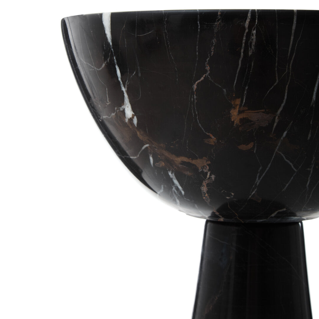Salmo Large Black Marble Pedestal Bowl - Macro