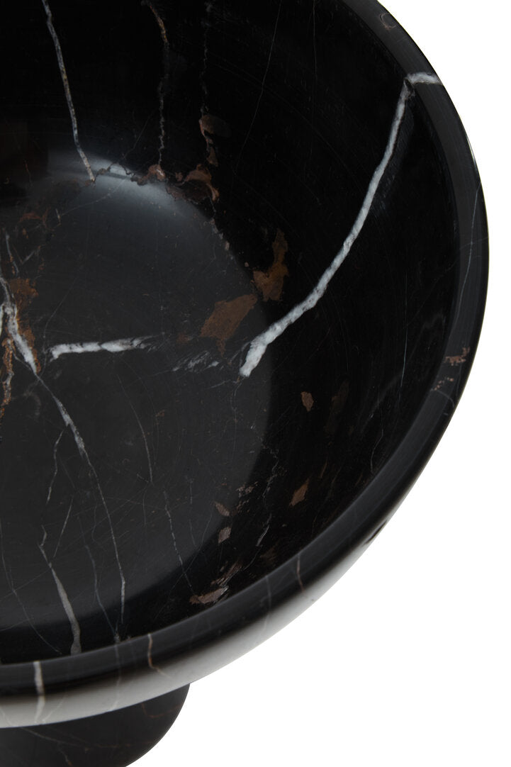 Salmo Large Black Marble Pedestal Bowl - Macro