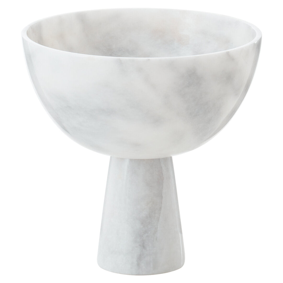 Salmo Large White Marble Pedestal Bowl - Additional