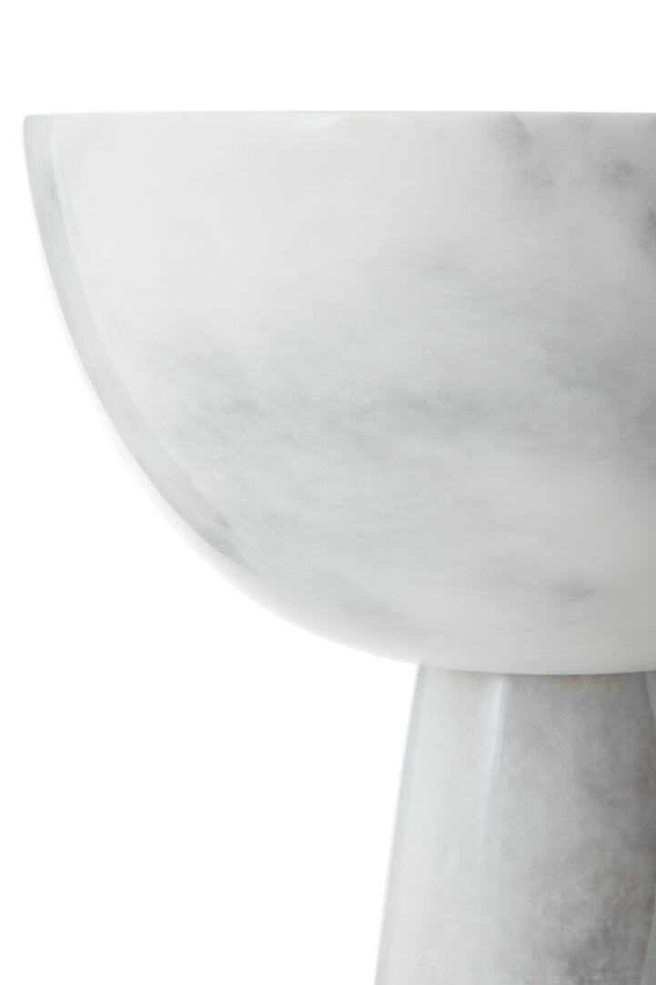 Salmo Large White Marble Pedestal Bowl - Macro