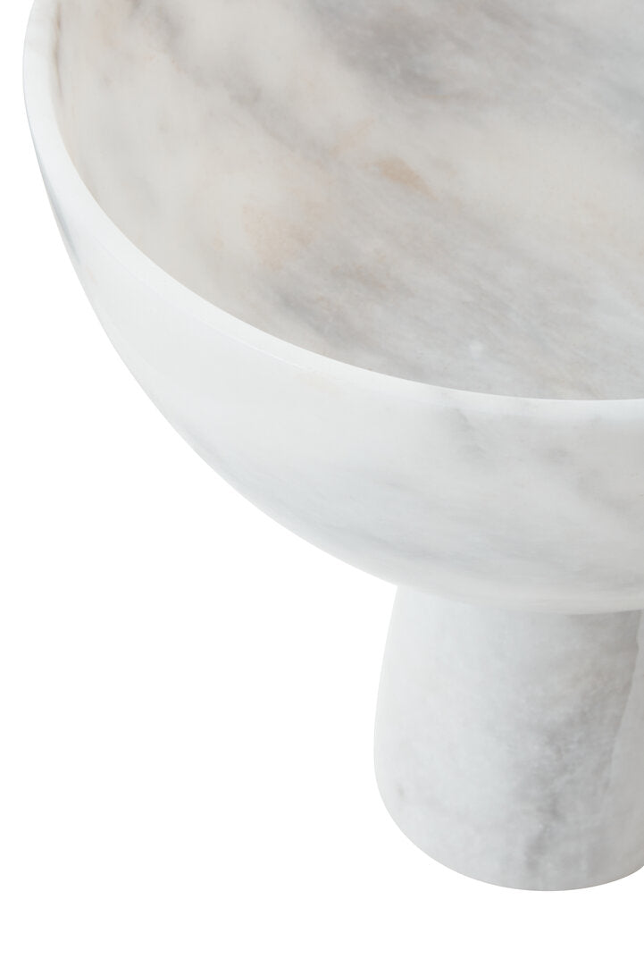 Salmo Large White Marble Pedestal Bowl - Macro