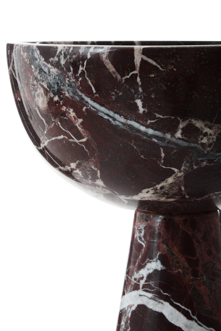 Salmo Large Red Marble Pedestal Bowl - Macro
