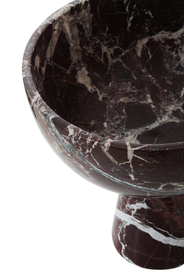 Salmo Large Red Marble Pedestal Bowl - Macro