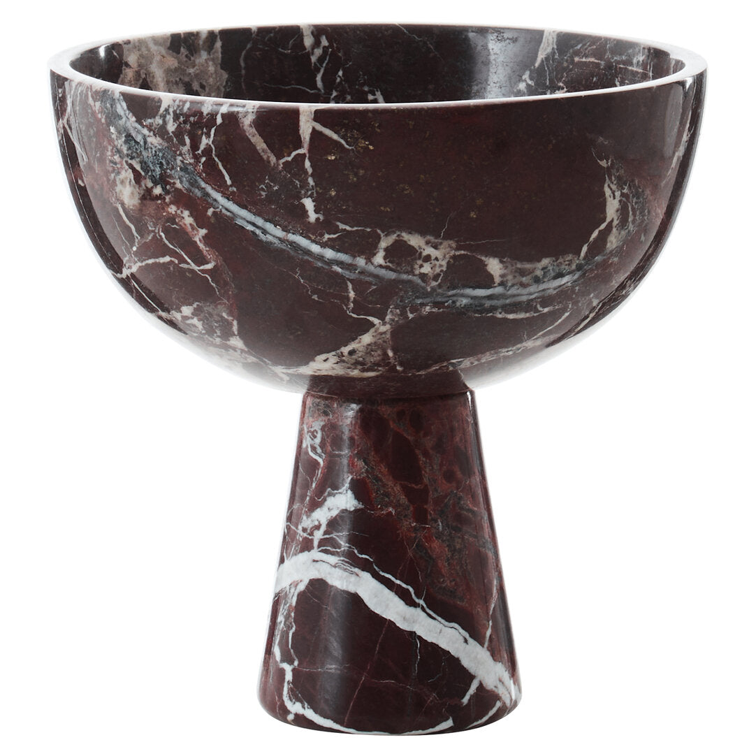 Salmo Large Red Marble Pedestal Bowl - Main 