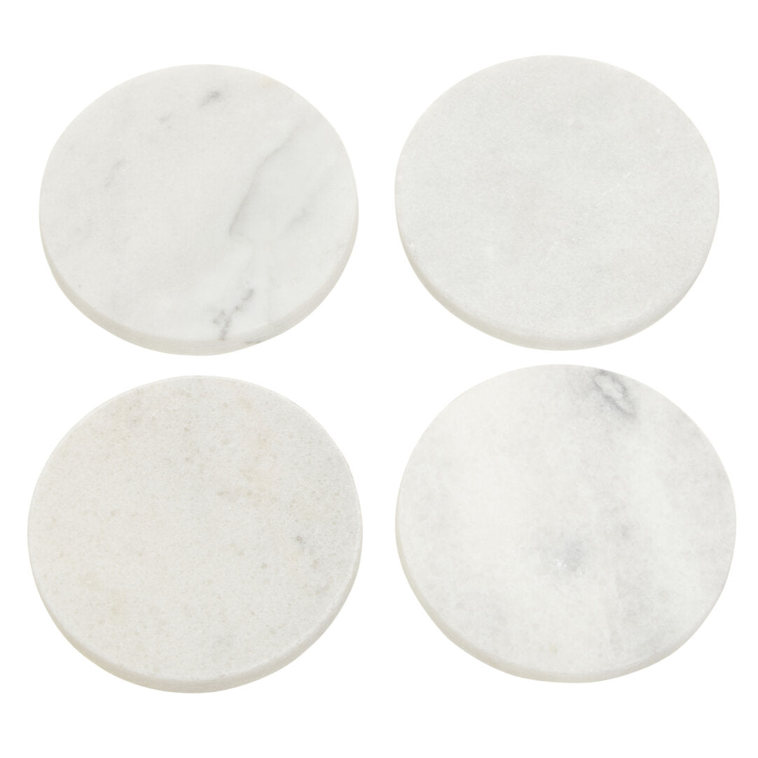 Kindia Set of 4 White Marble Round Coasters - Additional