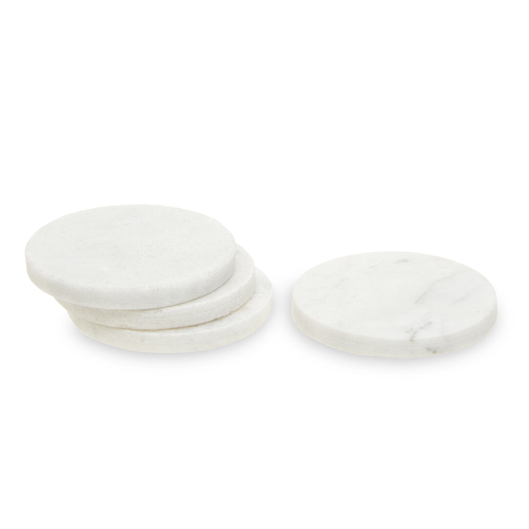 Kindia Set of 4 White Marble Round Coasters