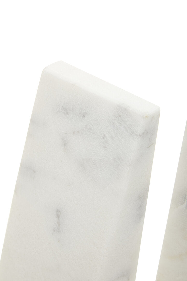 Marris Set Of 2 White Marble Bookends - Macro