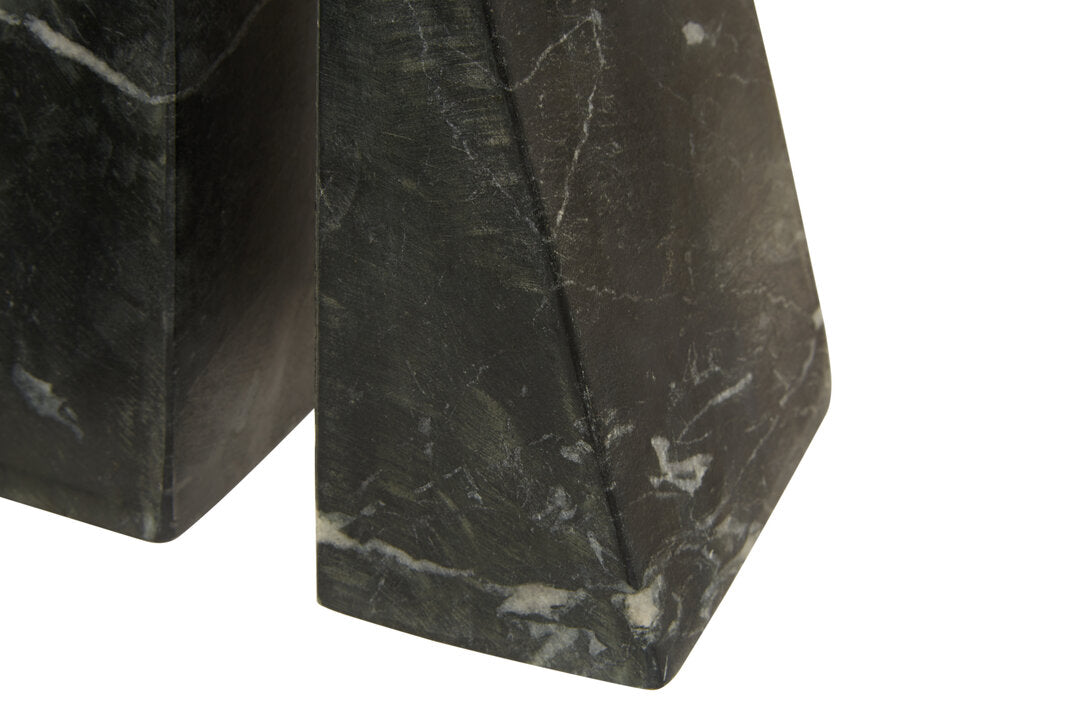 Marris Set Of Two Black Marble Bookends - Macro